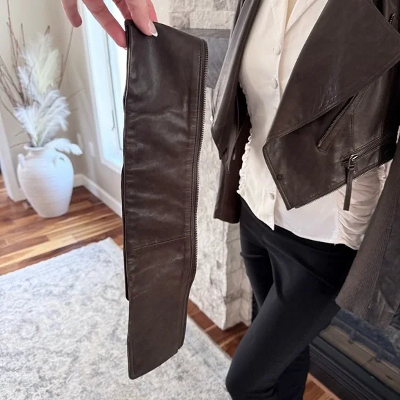 McGinn Magpie Convertible Leather Moto Jacket Zip-Off Hem Crop M - Picture 4 of 14